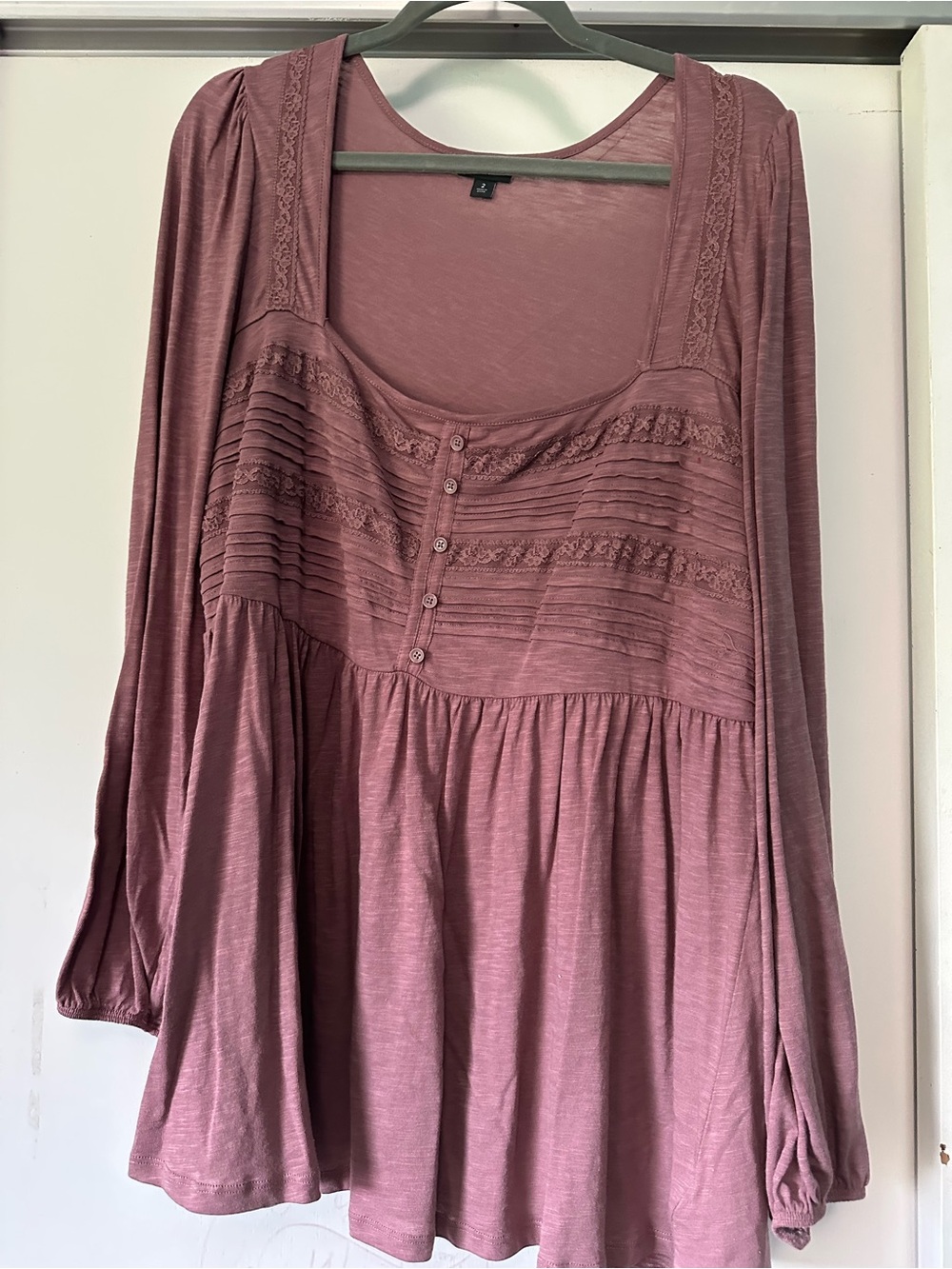 torrid Rose Mauve Pintuck Lace Peasant Tunic